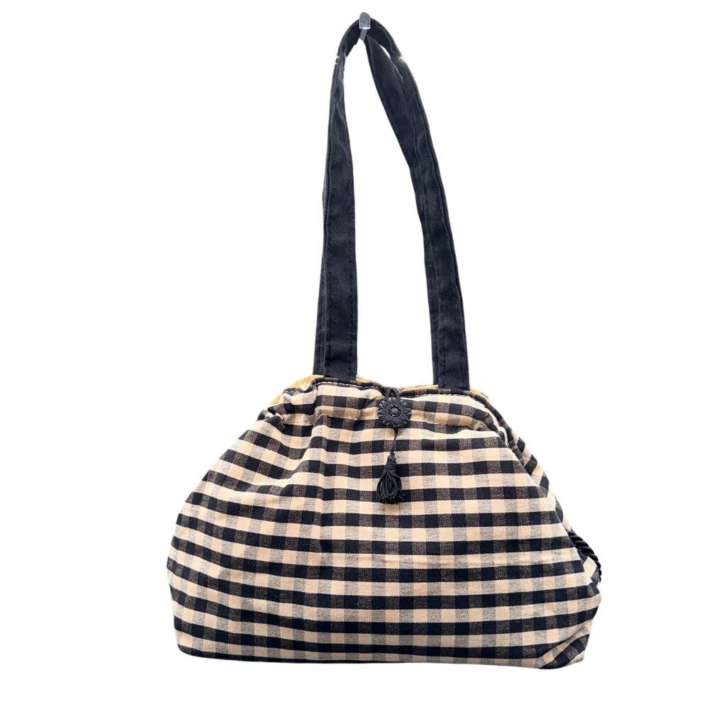 Whimsical Designs by Ann Gingham Quilted Shoulder Bag Cottagecore Tote